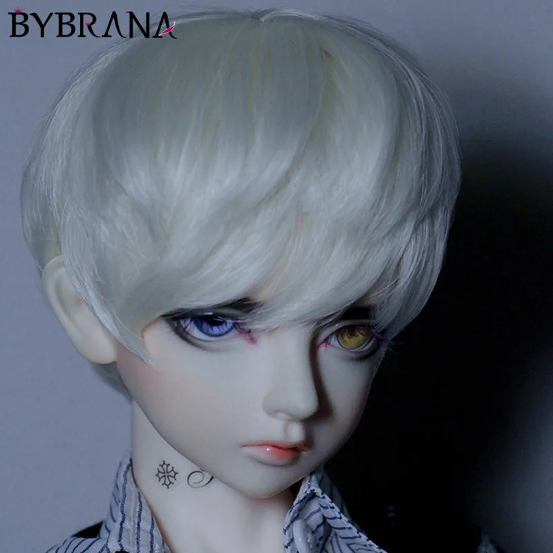 Bybrana Bjd парик 1/3 1/4 1/6 uncle sd мужской кукла ежедневный сервис короткие волосы слишком стиль черный коричневый серый желтый