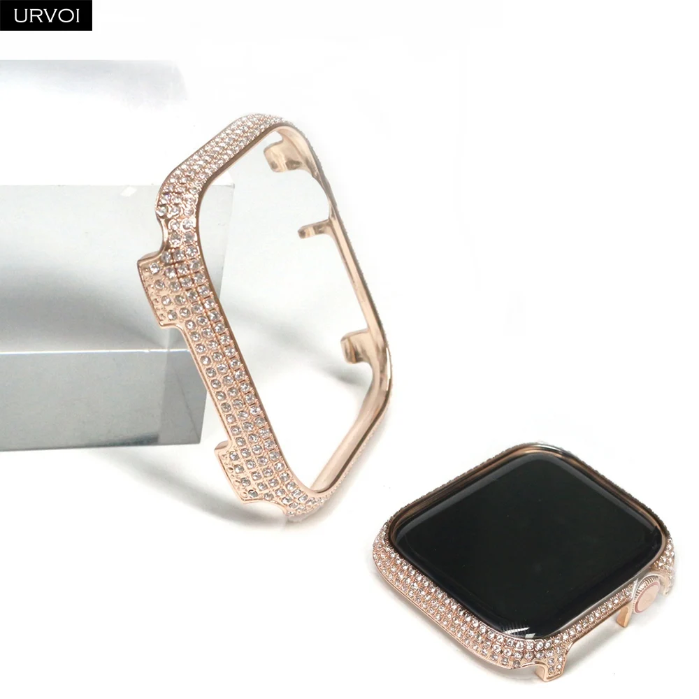 Чехол URVOI для Apple Watch Series 7 6 SE 5 4 полностью Блестящий металлический бампер с рамкой