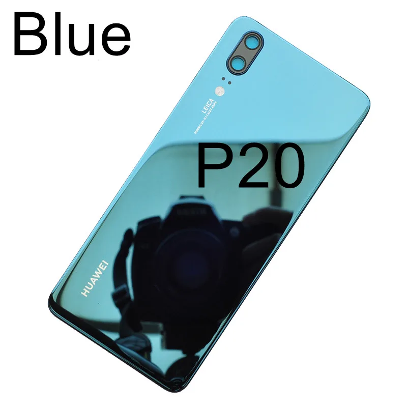 Blue With Lens Задняя стеклянная панель для huawei P20 EML-L29 Крышка батарейного отсека задняя дверь корпус чехол для huawei P20 задняя крышка с объективом камеры EML-L09 - Цвет: Blue With Lens