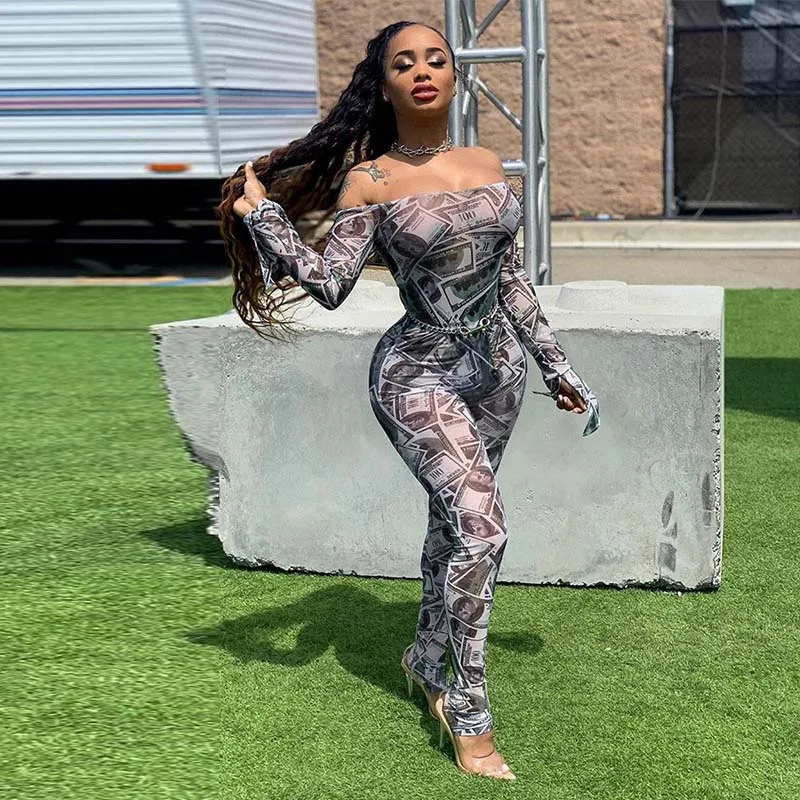 Echoine Slash-neck Jumpsuit Long Sleeve Bodysuit Off Shoulder Slinky Bodycon Rompers Womens Jumpsuit Overalls Echoine Slash-neck Jumpsuit Long Sleeve Bodysuit Off Shoulder Slinky Bodycon Rompers Womens Jumpsuit Overalls