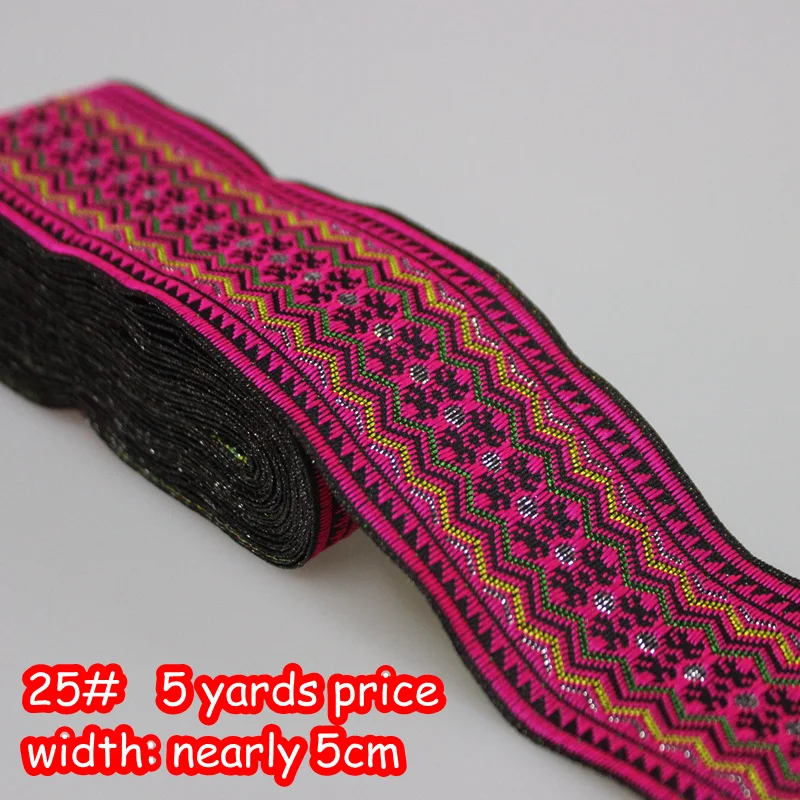 item 25--width 5cm 5 ярдов 5 см в ширину африканская кружевная ткань сумка гитара украшение шитье вышивка кружева сценический костюм аксессуары кружева планки ленты кружева - Цвет: item 25--width 5cm