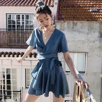 

and autumn summer same bohemian ruffled pleated dress women's Korean style elegant slimming fashion A- line dress