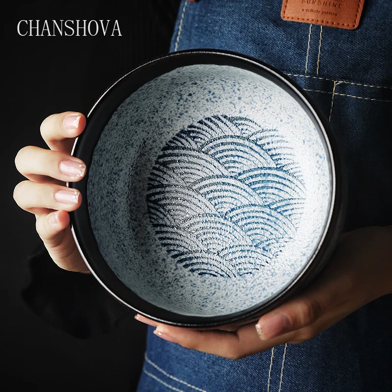 CHANSHOVA Китайский ретро волновой узор под глазурованная керамическая миска 480 до 1120 мл матовый домашний фарфор кухонные чаши посуда H231