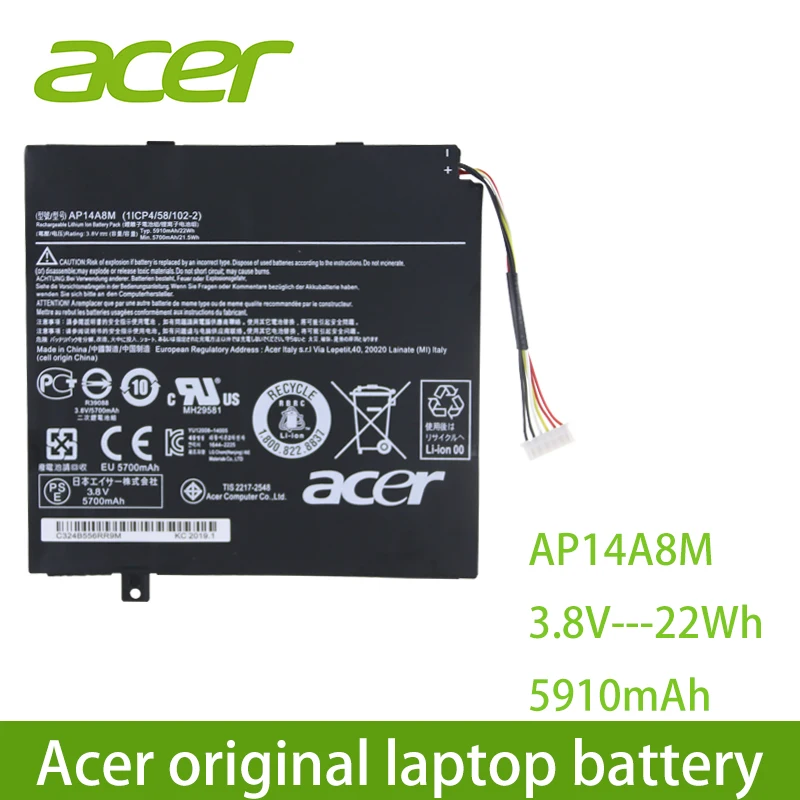 Оригинальный аккумулятор для ноутбука Acer AP14A8M Aspire Switch 10 SW5-011 10-inch Tablet 3 8 V 22Wh 5910mAh |