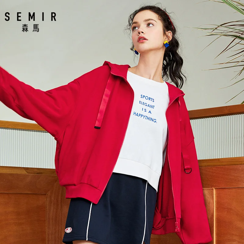 SEMIR Женская Весенняя куртка 2020 Новая модная кардиган с капюшоном свободная