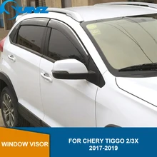 Черные автомобильные дефлекторы бокового окна для CHERY Tiggo 3x2017 козырек от солнца тенты укрытия защитные аксессуары SUNZ