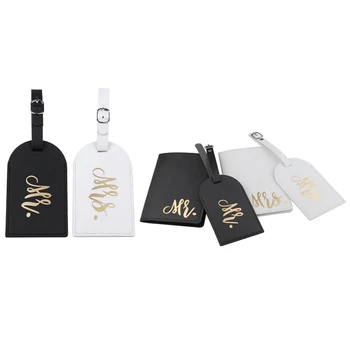 

1 Set 12 x 7Cm Luggage Tags Couple Honeymoon Tags Set & 1 Set 20 x 14Cm Passport Covers and Luggage Tags Gift Set