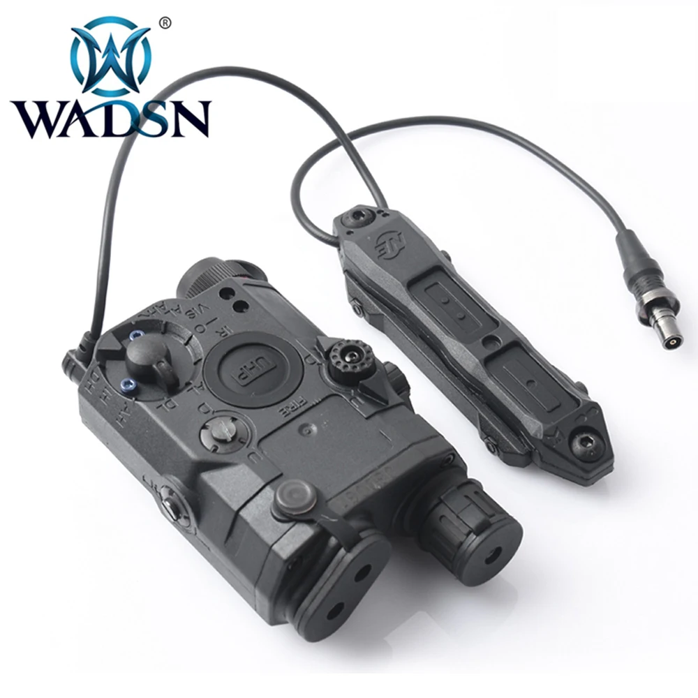 WADSN Softair LA-5C PEQ 15 UHP зеленый ИК лазерный Белый светодиодный фонарь Тактический Двойной дистанционный переключатель охотничья лампа Оружие Огни комплект - Цвет: Черный