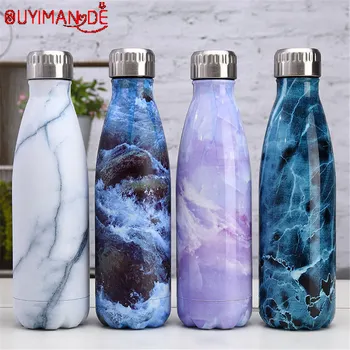 

Marble Print Water Bottle Insulated Cup 500ml Stainless Steel Beer Coffee Thermos Bottle Designer Sport Travel Drink Bottle Gift