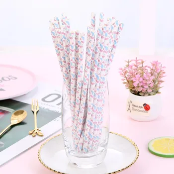 

25pcs Foot Pattern Disposable Paper Drinking Straw Eco-friendly Birthday Family Party Event Supplies