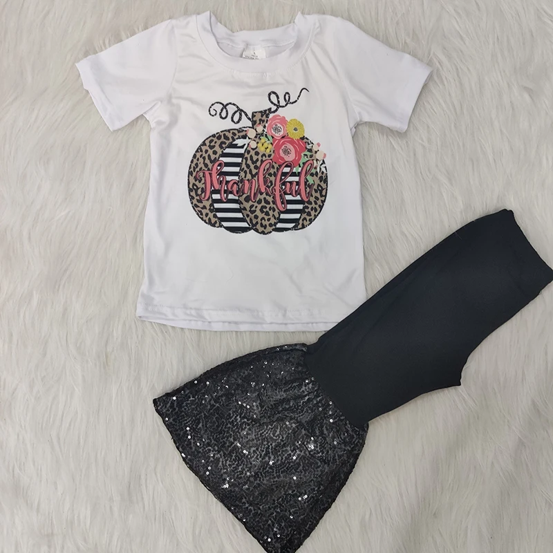 

RTS High quality t-shirts and pants wholesale thankful pumpkin baby girl clothes boutique kids clothing