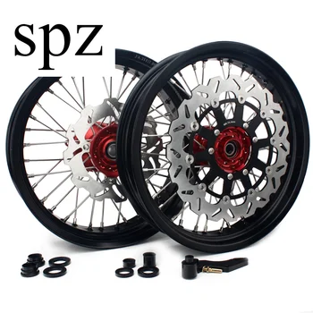

BIKINGBOY CRF 250 R 14 15 16 17 18 CRF 450 R 2013-2018 Supermoto 3.5 4.5 / 4.25 17" Wheel Rim Hub Brake Discs Rotors Bracket