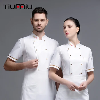 

Chef Jacke Unisex Short Sleeve Double Breasted Kitchen Food Service Catering Restaurant BBQ Cafe Baking Cook Tops Chef Shirt