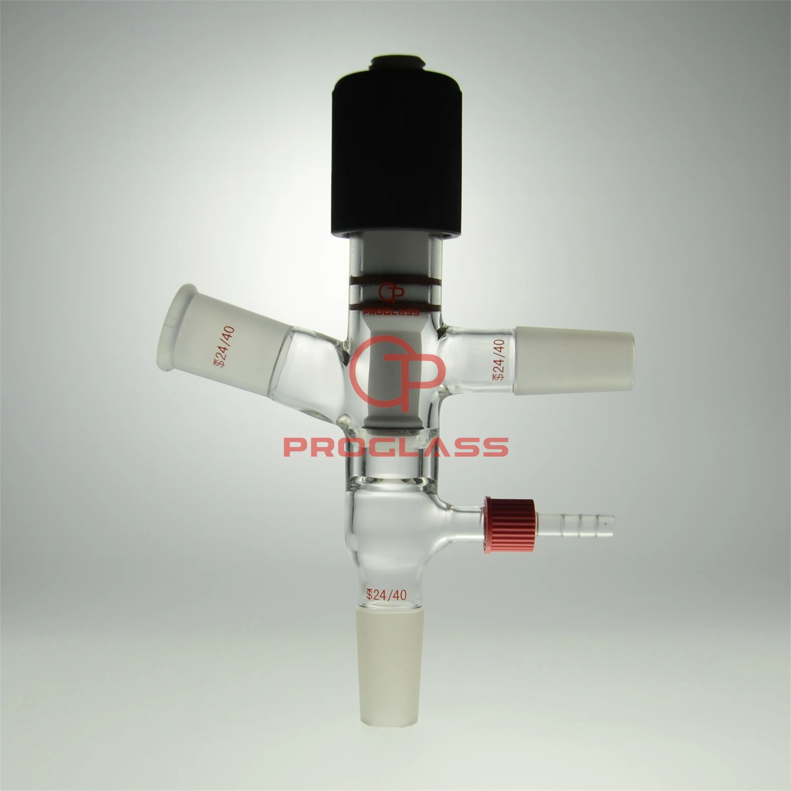 Laboratory Improved Glass Vacuum Cut Off Adapter with Joints 24/40 and GL14,75&deg;