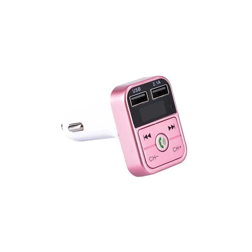 Handsfree transmisor fm bluetooth автомобильный комплект fm-радио Передатчик Автомобильный mp3 плеер USB зарядное устройство Быстрая зарядка мобильный телефон модулятор - Название цвета: Pink