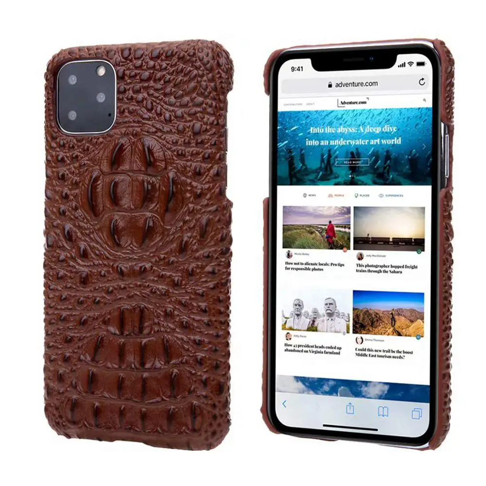 

Latest Genuine Leather Case For iPhone XSMAX XR XS X 8 7 Plus Luxury 3D Crocodile Skin Pattern Hard Cover For iPhone 11 11ProMax