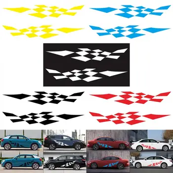 

1 Pair 190 x 29 CM PVC 5 Colors Stripe Grid Pattern Creative Refit Car Racing Side Body Stickers