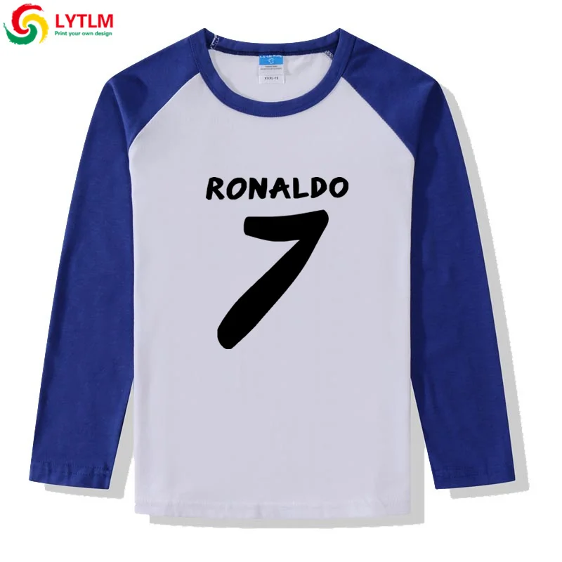 LYTLM Ronaldo 7 рубашки с длинными рукавами для маленьких мальчиков футболки для мальчиков топы для маленьких мальчиков Kleding Meisje, осень, детская одежда для девочек от 8 до 12 лет - Цвет: CXCJ LYCRA Blue