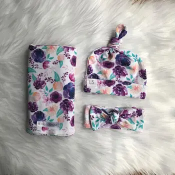 

Baby Floral Organic Cotton Blanket Swaddle Wrap Sleeping Bag 3Pcs