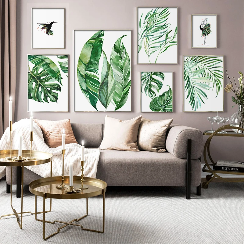 

Watercolor Leaves Wall Art Canvas Painting Green Tropical Plants Nordic Posters And Prints Decorative Picture Modern Home Decor