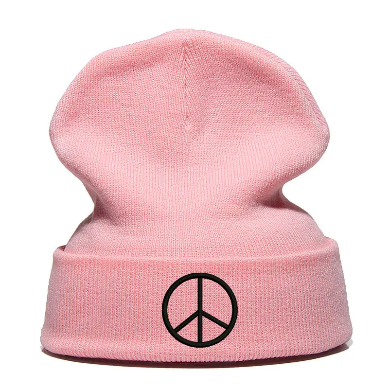Beanie шляпа Skullie шапка, вязаная шапка-носок зима-осень вышивка в стиле панк Для мужчин Для женщин подростков уличных танцев забавные по заказу покупателя хип-хоп-знак мира
