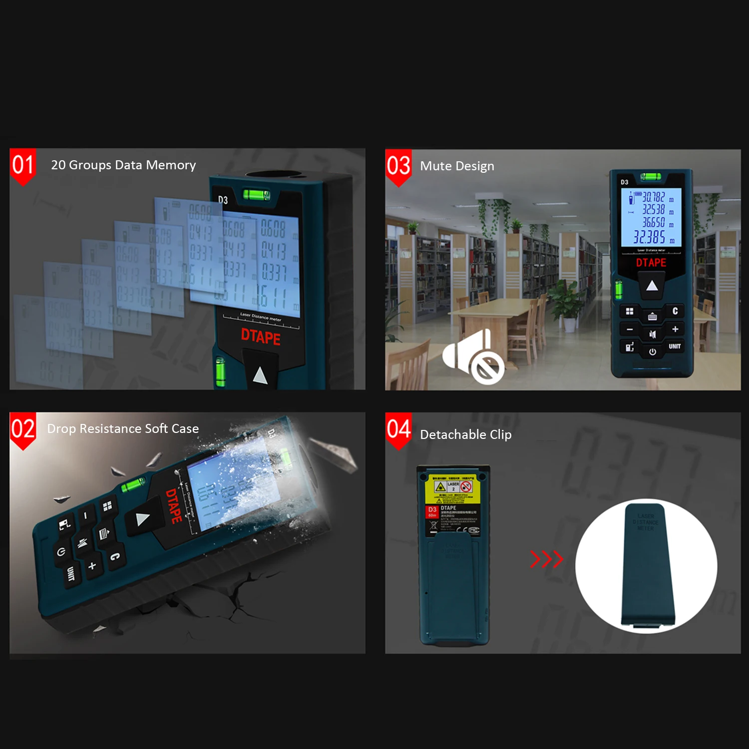 LCD Display Laser Range Finder Rangefinder Digital Laser Distance Meter 40M 50M 60M 80M 100M 120M Laser Ruler Tester Tool
