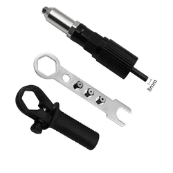 Perceuse électrique sans fil, adaptateur de pistolet à riveter avec 4 têtes convertibles et une clé, outil à main de rivetage, poignée antidérapante 