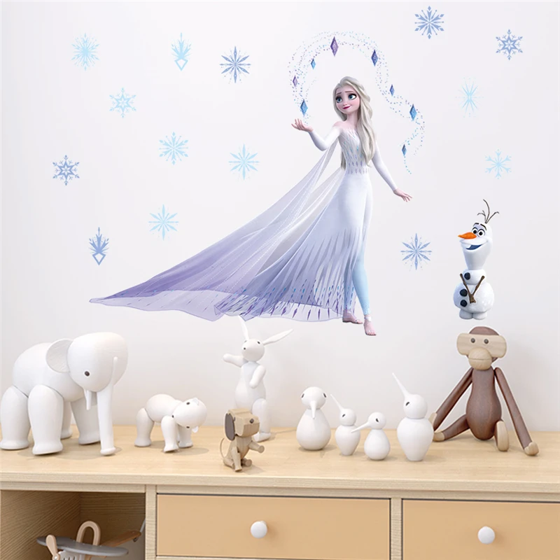 

Cartoon Elsa Queen Olaf Wall Sticker For Girls Bedroom Home Decoration Diy Anime Art Mural Pvc Movie Frozen Poster Kids Decals