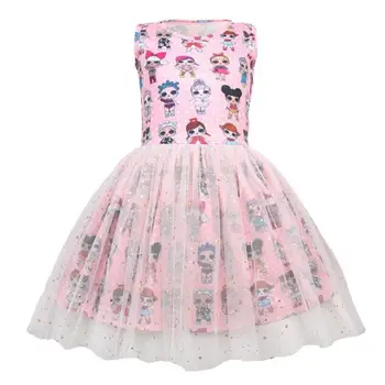 

Kids Party Mesh Dresses Summer Toddler Girls Lol Dress Cartoon Sleeveless Princess Dress Elegant Doll Clothes Xmas Dress Girl