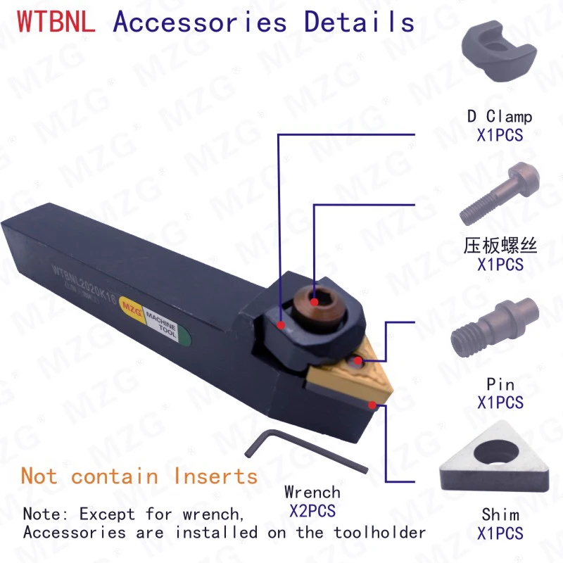 Mocask WTBNL твердосплавные вставки WTBNL2020K16 резак держатель для ЧПУ держатели внешние токарные инструменты