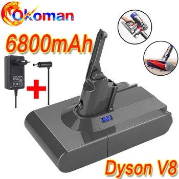 

Dyson V8 battery 6800mAh 21.6V Li-ion Battery for dyson dc62 battery DC58 DC59 DC61 DC74 SV09 Vacuum Cleaner Battery + charger