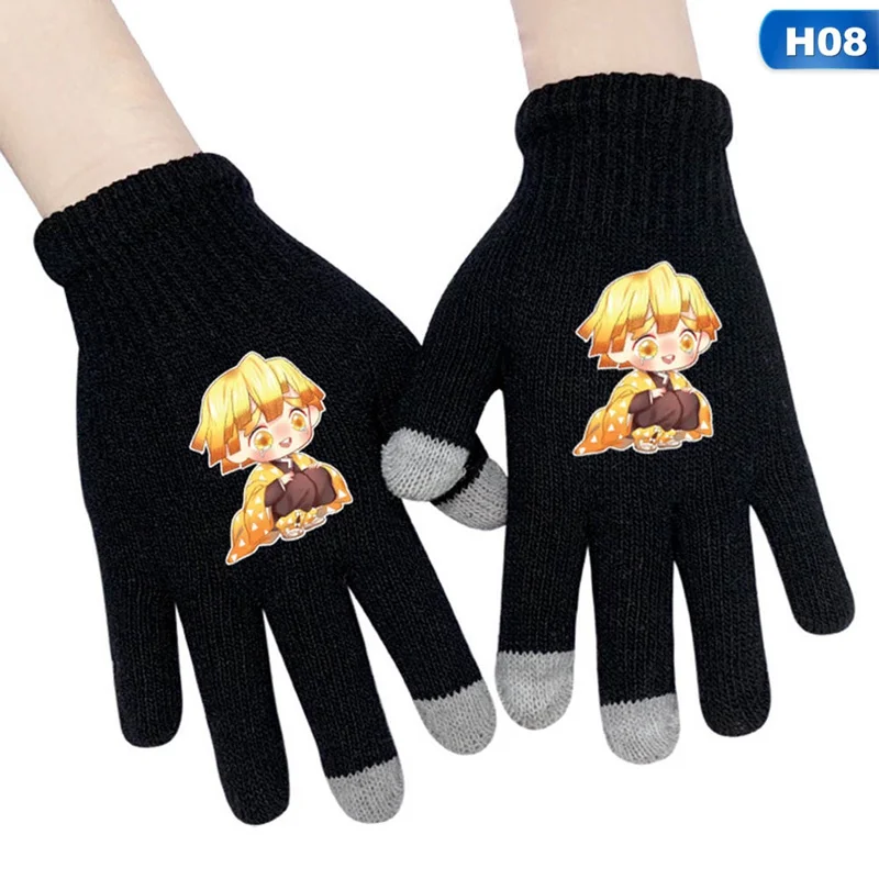 Перчатки с героями мультфильмов, аниме, демон, убийца, Kimetsu no Yaiba, перчатки на палец - Цвет: GLV0706H08