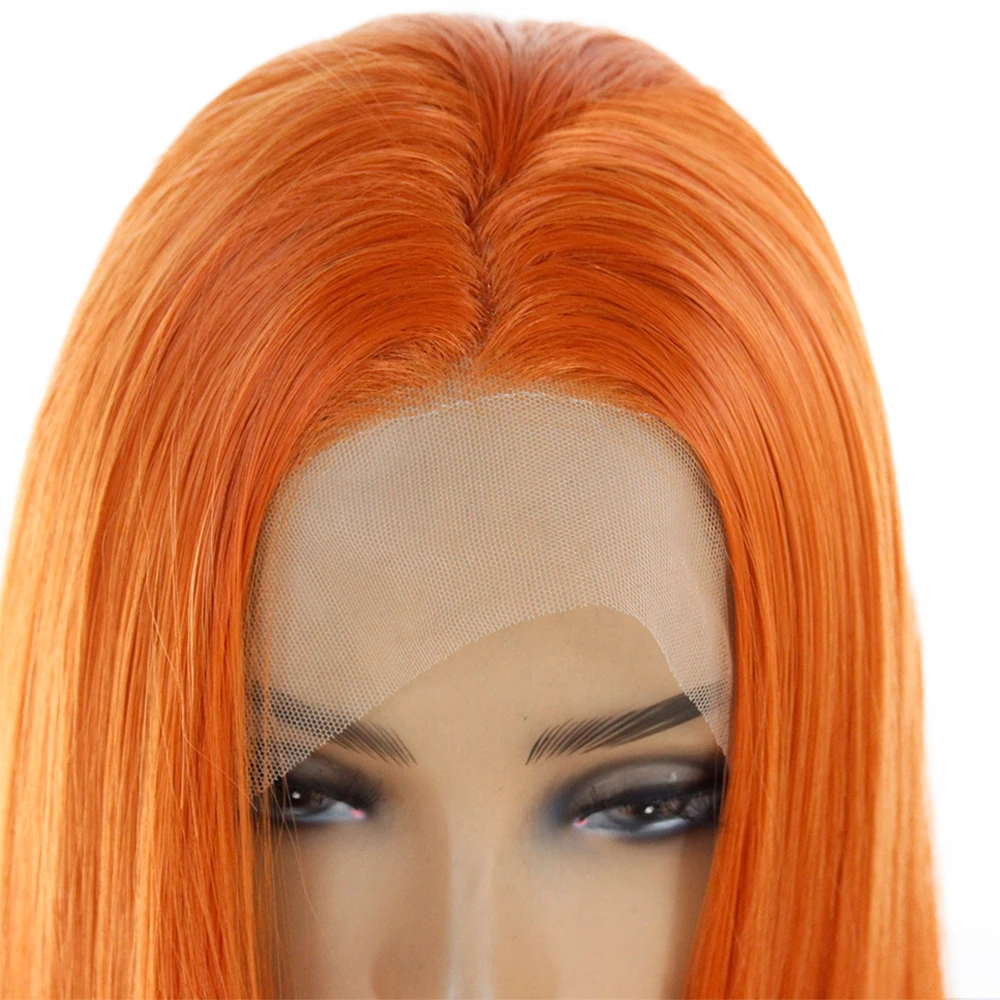 V'NICE оранжевый парик на кружеве для женщин средняя часть длинные прямые голландские волосы натуральный бесклеевой термостойкий синтетический парик
