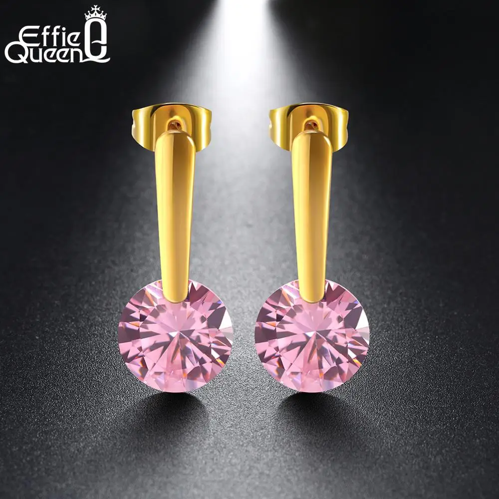 Effie Queen женские серьги кольца из нержавеющей стали с разноцветным цирконием