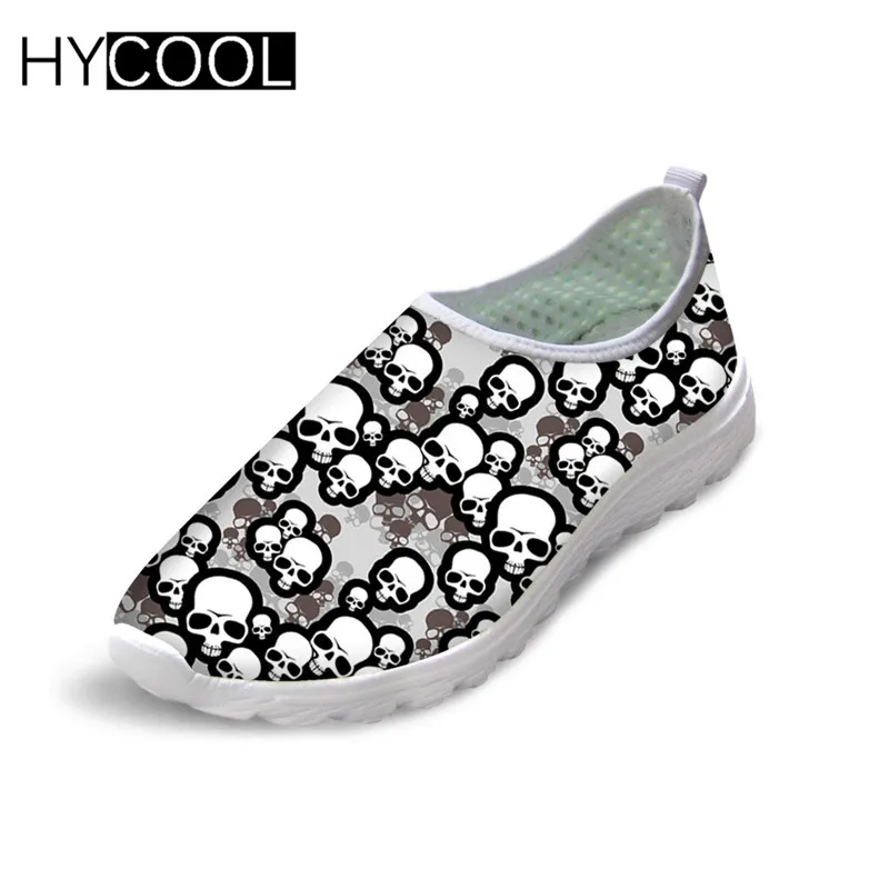 HYCOOL; Мужская прогулочная обувь с принтом черепа; женская спортивная обувь на плоской подошве; коллекция года; уличные летние кроссовки для мужчин; дышащая сетка - Цвет: CA4772AA