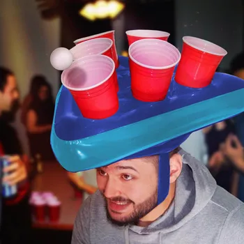 

Interesting Pong Hat Game Set Inflatable Pong Game Set Beer Hats Toss Games Fun Lawn Toys Adult Kids Hot Sale