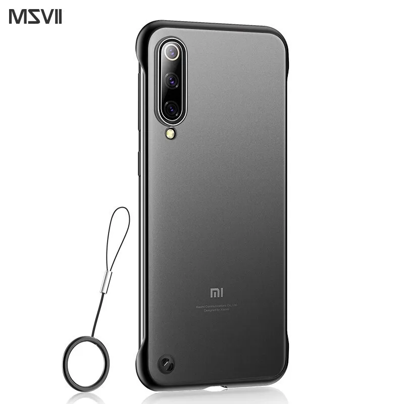 Черный Чехол mi 9 для Xiaomi mi 9 Pro 5G, матовый безрамный чехол для телефона для Xiaomi mi 9 SE CC9, противоударный чехол без оправы, бесплатный ремешок с кольцом - Цвет: Черный