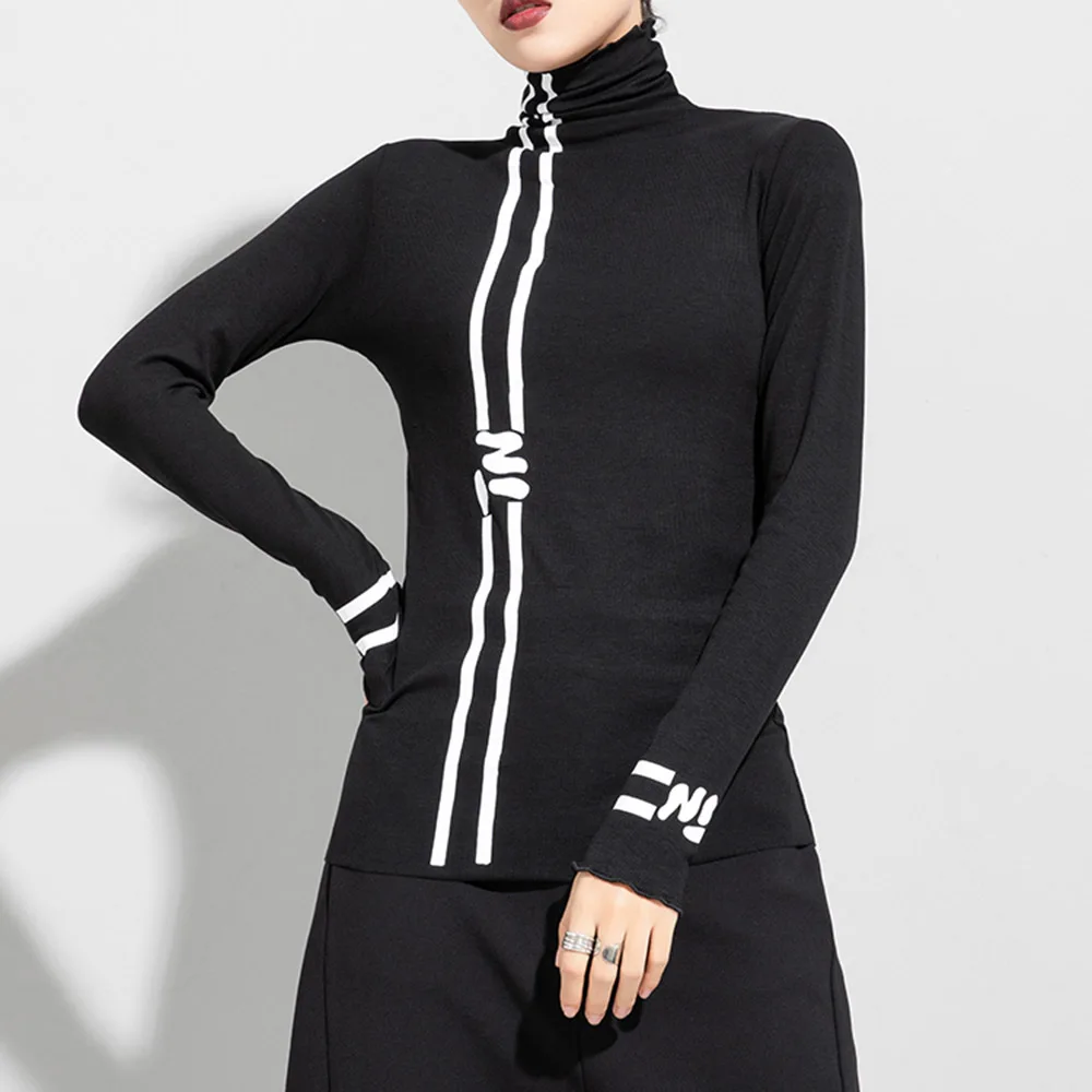 

Goth Women Casual Basic Kinnted T-Shirt Long Sleeve Slim Fitness Tops Woman Spring Autumn T Shirts Office Lady Daliy Trendy New
