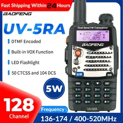 BAOFENG – walkie talkie Portable UV 5RA VHF/UHF, double bande, 5W, 1800mah, 128CH, radio FM bidirectionnelle, avec oreillette, 136 174/200 520MHz 