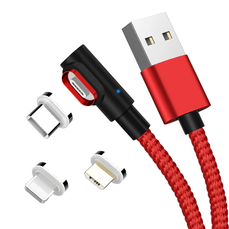 Магнитный кабель 3A быстрое зарядное устройство Micro usb type C зарядное устройство для iPhone XS Max samsung Зарядка 90 градусов магнит шнур для телефона Android