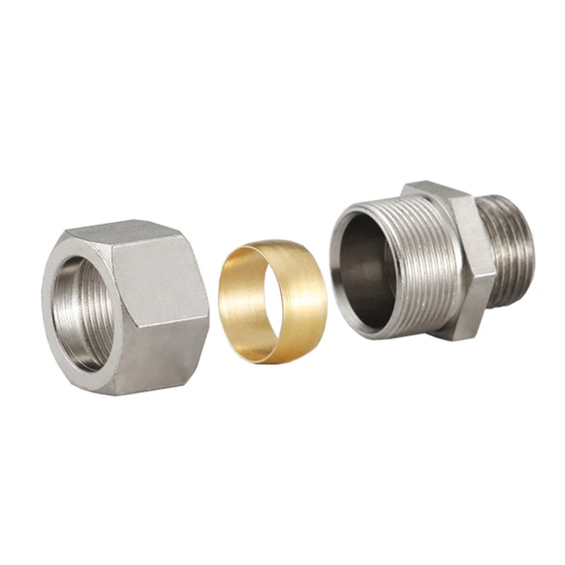 NEW OD Tube brass Ferrule Tube Compression Fitting Connector1/8 1/4 3/8 1/2 BSP Male Thread  4 6 8 10121416mm Pneumatic fittings