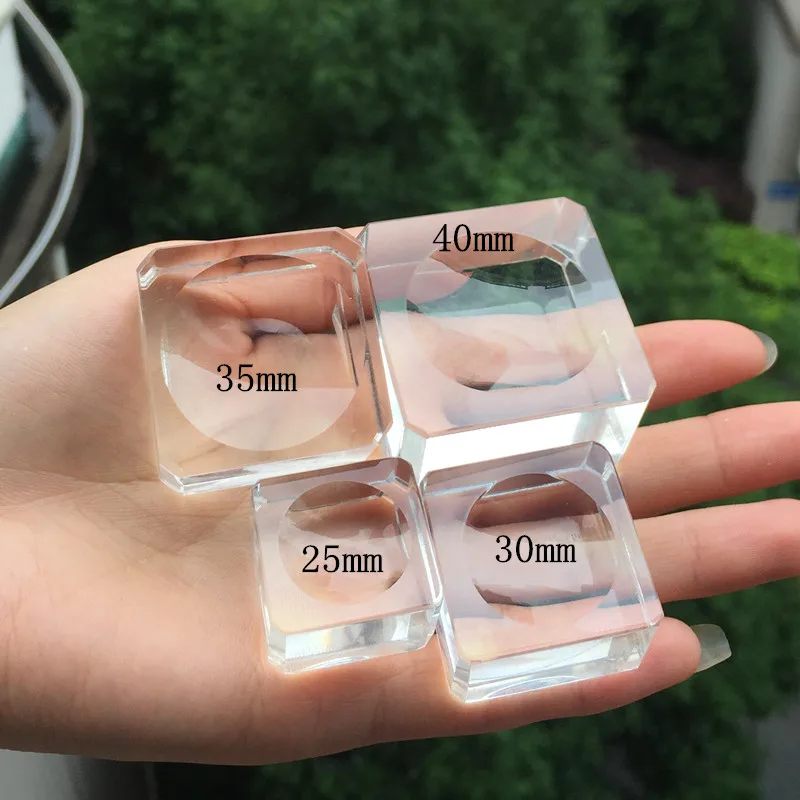 

1Pcs Transparent Glass Square Dimple Crystal Ball Display Bases Table Holder Stand Home Decor Ornaments Party Gift Paperweight