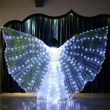 

Shining Belly Dance Wings LED Glowing 360 Degree Telescopic Stick Performance Prop Rave Bar Stage Wear Kids Adults Light Up Wing