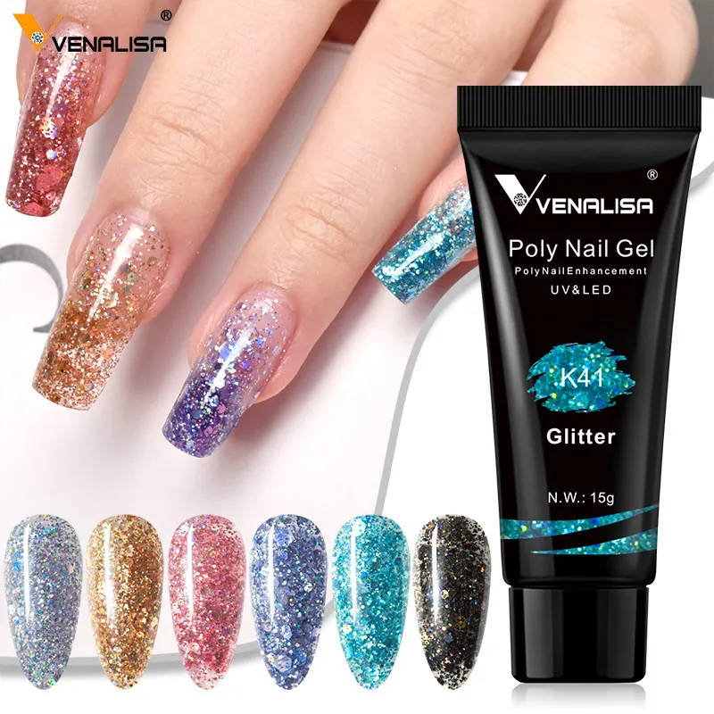 6Pcs/Kit Venalisa Poly Nail Gel 15Ml Gel Acrilico Clear Camouflage Nail Polish Extension Nail Art Neon Color Change Gel