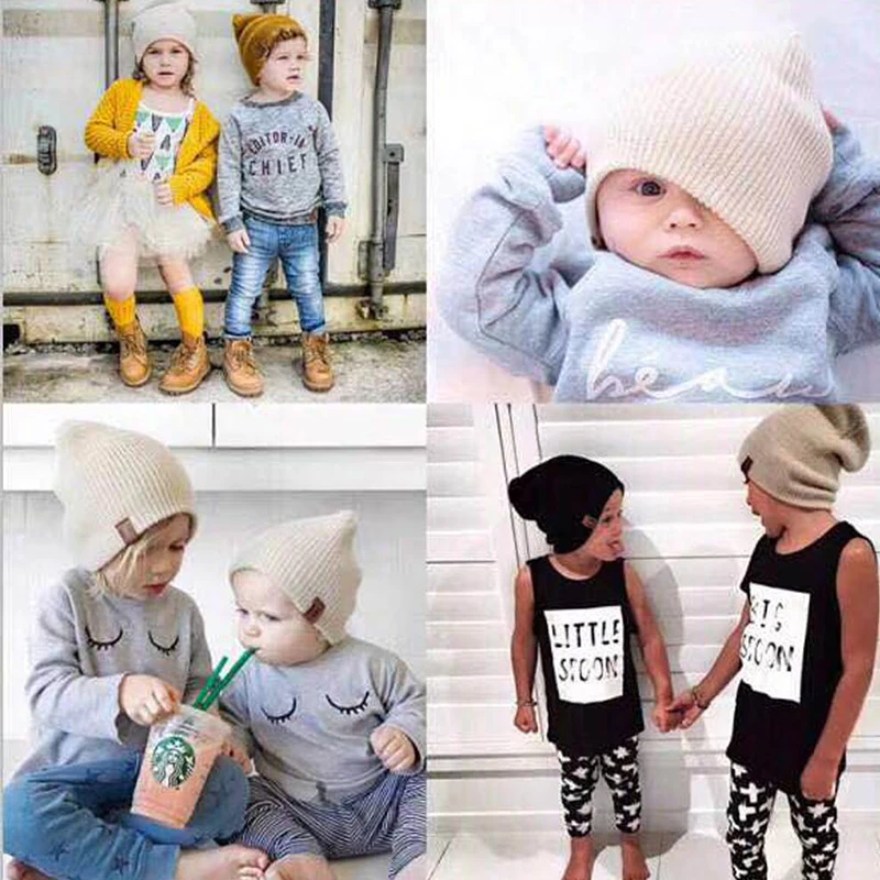 

2Pcs/Set Mother And Baby Hats Turban Beanie Warm Caps Soft Hat For Childern Girls Boys Stretch Bonnet Autumn Winter