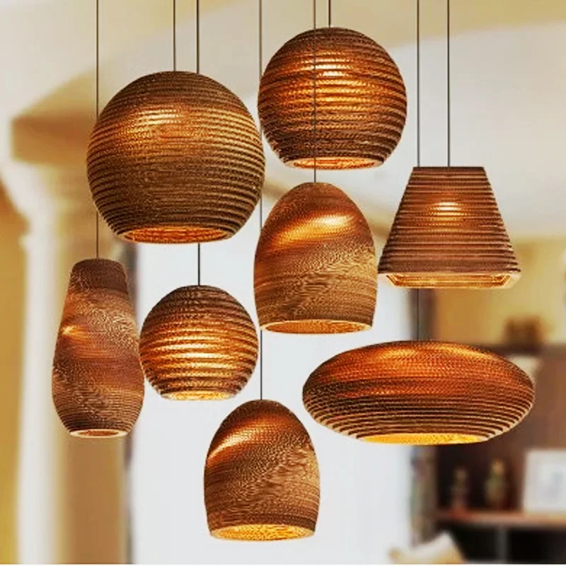 

Northern European-Style Cool Designer Lamp Corrugated Paper Chandelier Creative Bar Restaurant Bar Table Chandelier Naked Pupa C