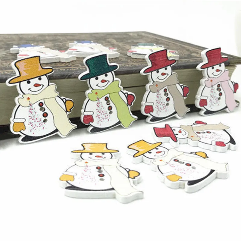 

DIY 80pcs Christmas Mr. Snowman Wooden Buttons decoration Christmas crafts Sewing 35mm