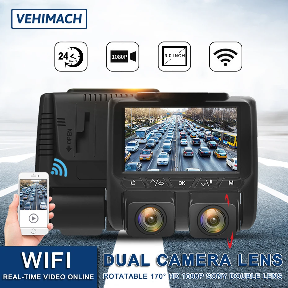 

Car DVR Dash Cam 4K Dual Camera Lens HD 1080P Wifi GPS Sony 1080P Auto Video Recorder Registrator Parking Monitor Night Vision