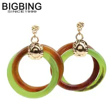 V311 BIGBING ювелирные изделия Модные золотые зеленые акриловые круглые серьги-гвоздики женские серьги высокого качества
