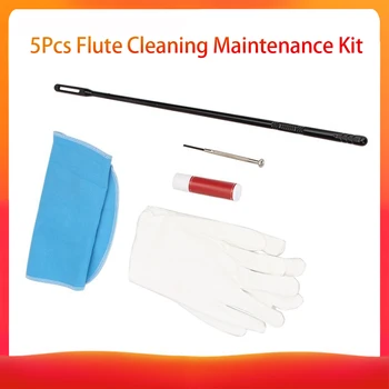 

5PCS Flute Cleaning Maintenance Kit Professional Flute Care Kit Set Flute Cleaning Accessories Cleaning Cloth Screwdriver Gloves